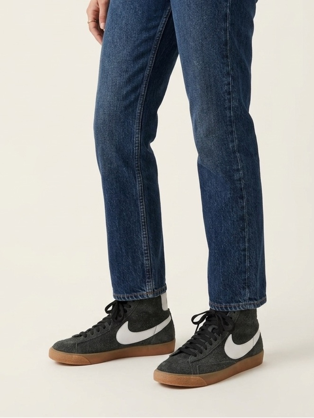 Nike Blazer Women’s 7 Mid Suede Black Yellow Gum Sail 518171-017 Shoe Sneaker